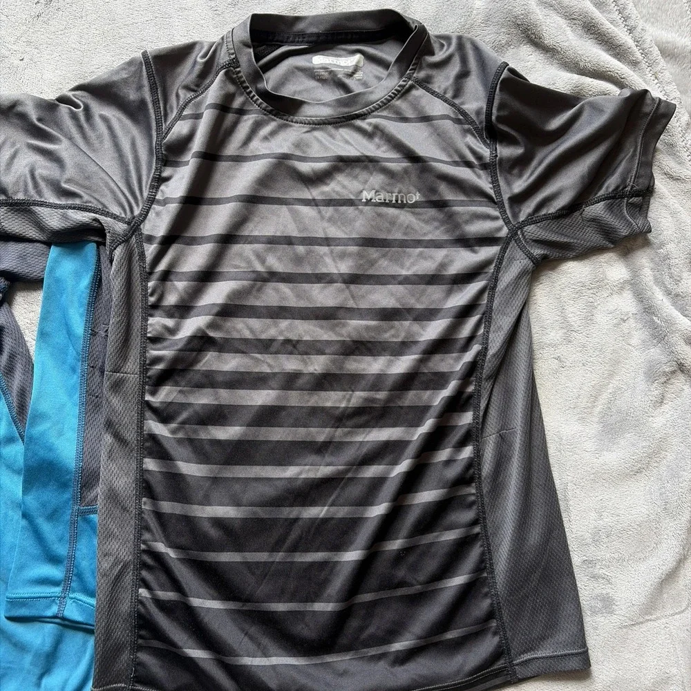 Lot of 2 Marmot Athletic Running Shirts Youth Boys‎ Size Large Activewear